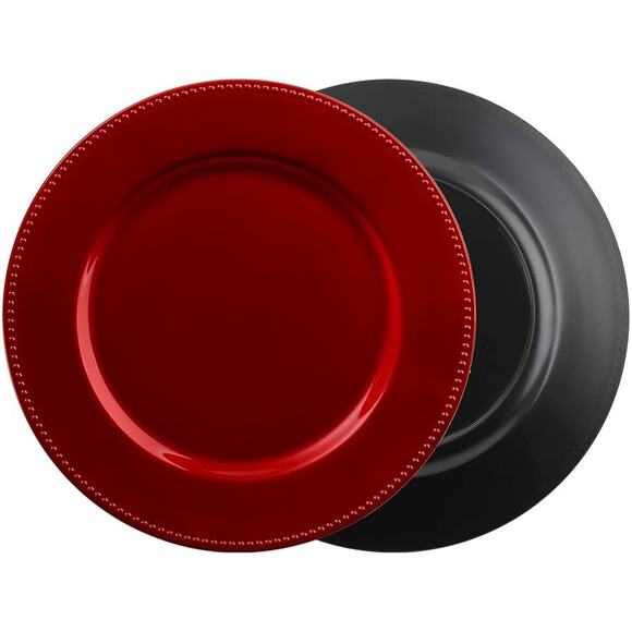 12 Pack Plastic Round Charger Plates, - Picture 3 of 8